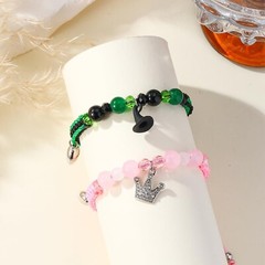 Elphaba Galinda Matching Bracelets -Braided Friendship Bracelet- Rhinestone C…