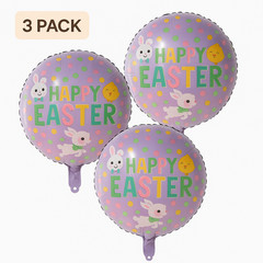 Happy Easter Bunny Balloons 3-Pack Purple Party Decor balloons