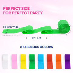 8 Crepe Paper Streamers Rolls 656Ft Pack Unique 8 Rainbow (1.8 Inch X 82 Ft/Roll