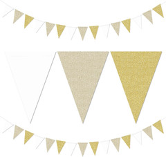 Navy Blue White Gold Party-Decorations – 2Pack Paper Pennant Triangle Flags Bann