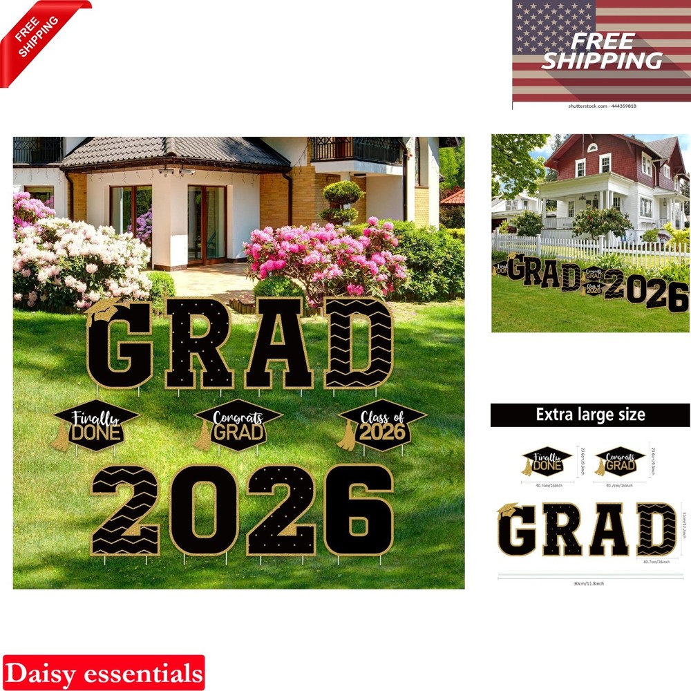 11 Pcs Graduation Yard Signs 2026 Congrats Lawn Decor with Stakes Outdoor Dis…