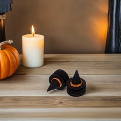 16Pcs Mini Black Felt Witch Hats Durable Halloween Bottle Topper Party Decor