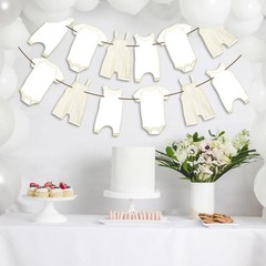 Neutral Baby Shower Bunting – 12Pcs Banner for New Baby Party Decor (Gold)