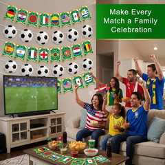 Soccer Party Decorations Banner Set, International World Flags Garland with Socc