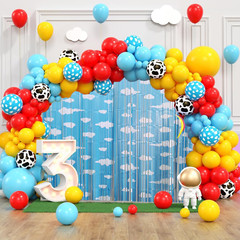 Blue Sky White Clouds Birthday Party Supplies Cartoon Story Blue Tinsel Foil Fri