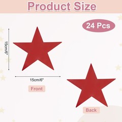 24 Pcs Red Stars Cutouts, 6 Inch Double Printed Paper Stars Cutout