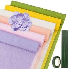 27 PCS Crepe Paper Roll Kit – 6 Rolls Crepe Paper Sheets with Floral Tape and 20