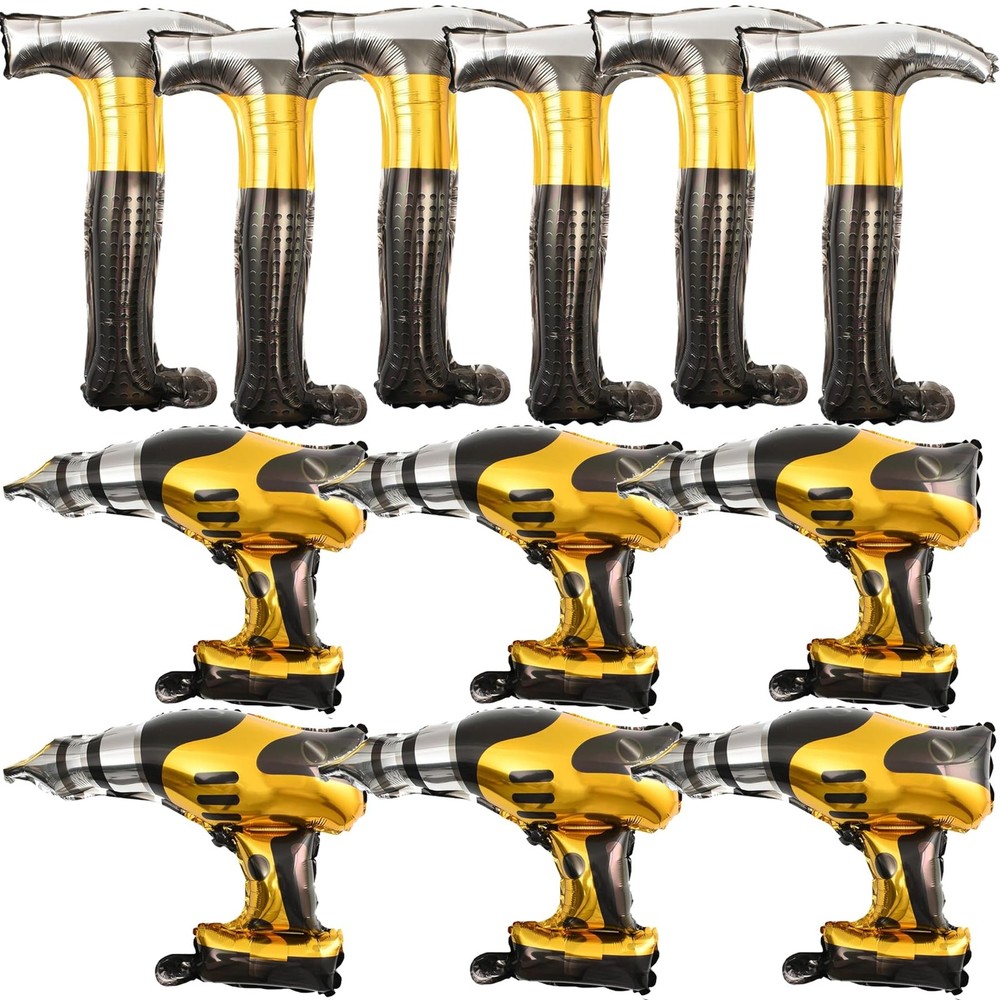 Hammer Balloons Drill Balloons,12pcs Construction Screwdriver Foil Balloon Pa…