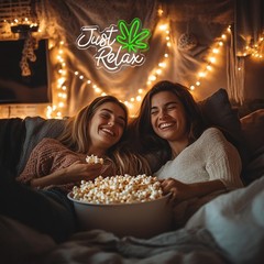 Just Relax Neon Sign LED Wall Decor, Green Leaf Aesthetic Light for Bedroom, …