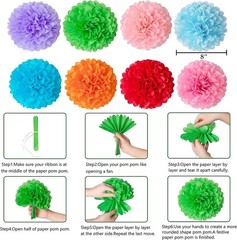 Complete 35PC Fiesta Paper Fan & Pom Pom Set – Decorations for Every Celebration