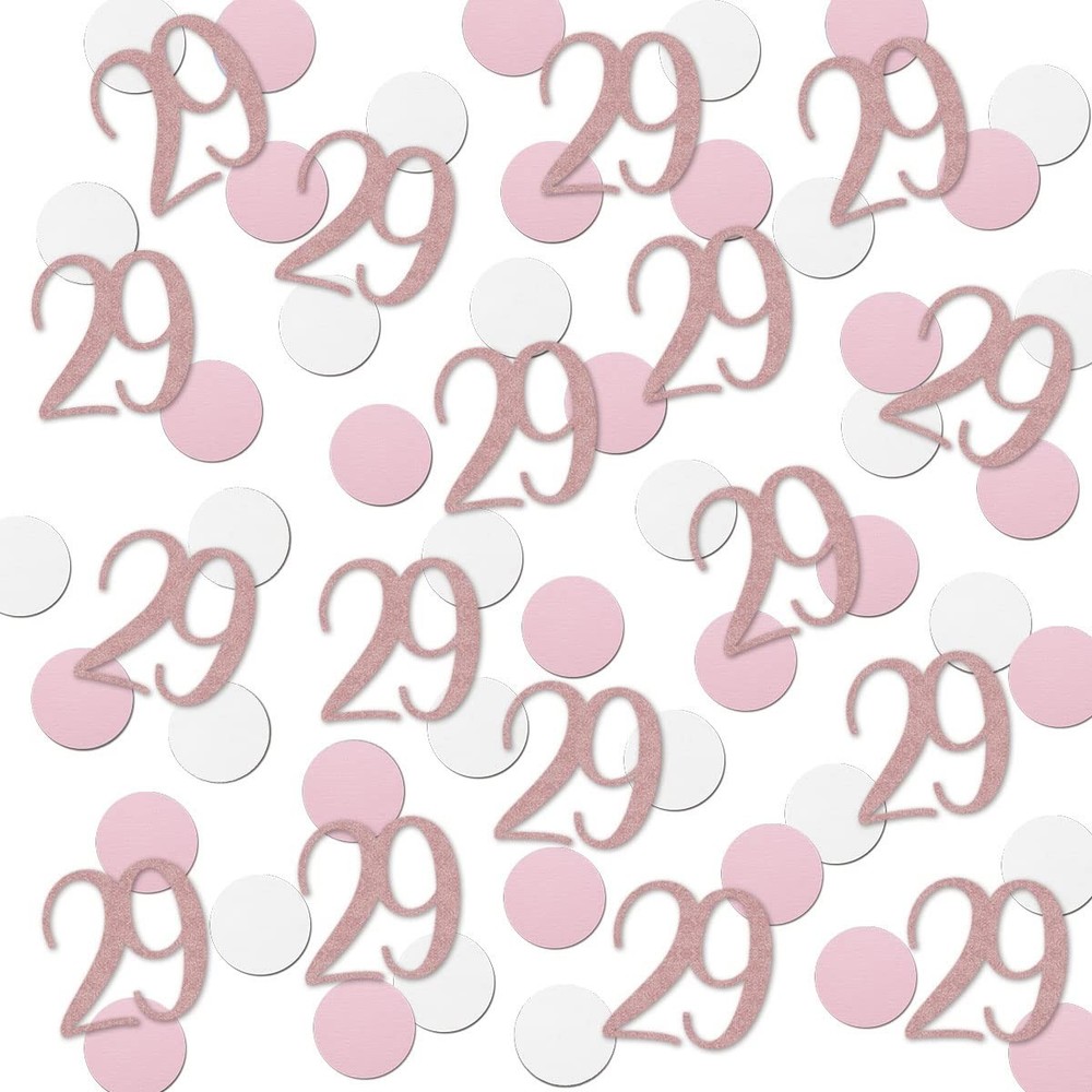 200 PCS Rose Gold 29 Confetti 29th Glitter Birthday Number Anniversary Table