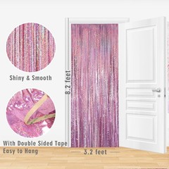 3.2 ft x 8.2 ft Metallic Tinsel Foil Fringe Curtains Party Photo Backdrop Par…