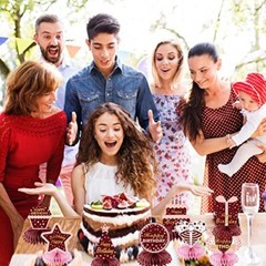 Burgundy Birthday Decorations Honeycomb Centerpieces for Women Girls, Burgund…