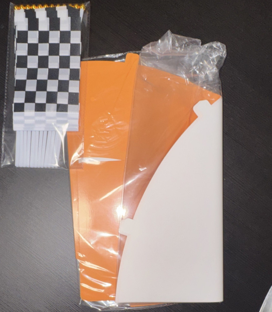 Orange Black White Checkered Party Decoration Set Plastic Paper Pieces