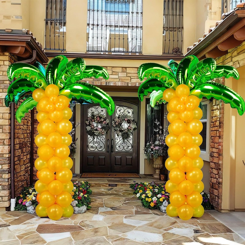 Tropical 120+ Palm trees Balloons Coconut Balloon Set 12 Foil Green Coconut t…
