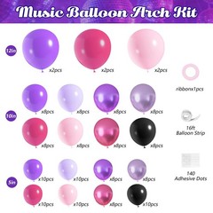 175Pcs Dark Night Kpop Balloons Arch Kit, Black Metallic Pink Purple Disco Ba…