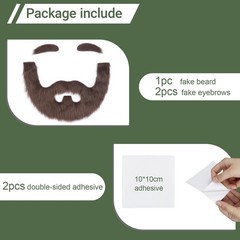 Full Fake Beard and Eyebrows Brown Self Adhesive Realistic Costume Facial Hai…