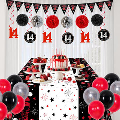 14Th Birthday Decorations for Boys Girls, Red Black Happy 14 Birthday Party Deco