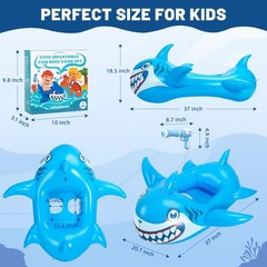 Inflatable Shark Pool Float for Kids 3-10 with Water Gun – Beach Fun