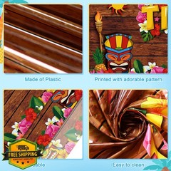 Frienda 6pc Tiki Tablecloth Luau Hawaiian Party Disposable Retro Decor