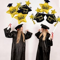 6Pcs Graduation Foil Balloons Include Black Grad Cap Balloon for Graduation P…