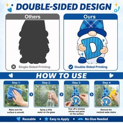 3 Sheets Extra Large Father’s Day Window Cling Decorations Blue Gnome Heart Wind