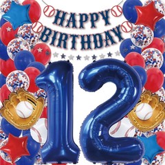 Baseball Decorations – 82PCS Party Set with 40” Number “12” Jumbo Balloon, Ba…