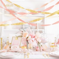 Wedding Party Decorations, 8 Rolls Pink Gold Crepe Paper Streamers for Weddin…