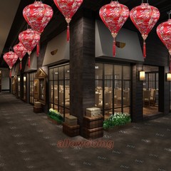 12 Inch Floral Pattern Oval Satin Silk Lanterns Hanging Chinese Retro Decor Cute