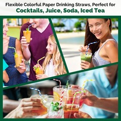 Flexible Paper Drinking Straws, 250 Count, 7.75″ Long, 0.24″ diameter – 100% …