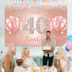 Charming 40th Birthday Party Backdrop – Rose Gold 4 x 6 ft Celebratory Banner