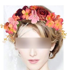 MEANT2TOBE Orange Pink Flower Tiara, Sash Set & Dad Pin – Large, Orange，pink