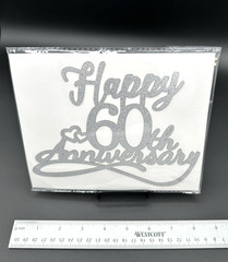 Silver Glitter Happy 60th Anniversary Cake Topper & 9pc. Honeycomb Centerpieces