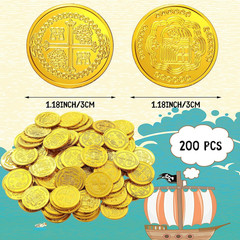 200 Pcs Pirate Gold Coins Plastic Treasure Fake Gold Coins Decorations for Favor