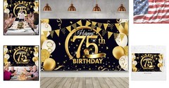 Impressive 72.8 x 43.3 Inch Black Gold Birthday Backdrop for Memorable Events