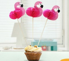 NEW 24 pcs Flamingo Cocktail Cupcake Picks Tropical Toppers Party Decorations