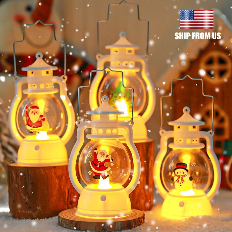 4× LED Christmas Hand-held Lamp Night Lights Lantern Tabletop Decor w/ Batteries