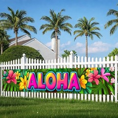 Durable 118×20 Inch Hawaiian Tropical Banner – Ideal for Outdoor Celebrations