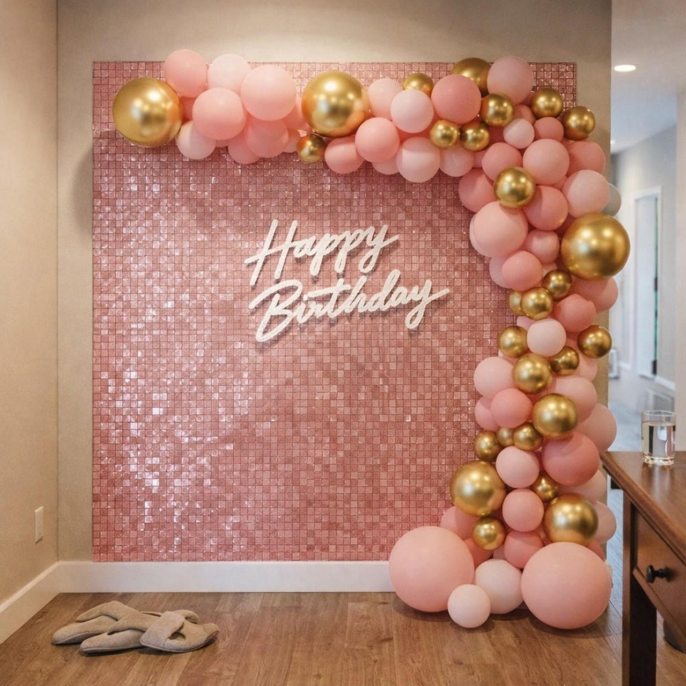 Pink Sequin Wall Backdrop 36 Panels 6ft x 6ft Shimmer Matte Square Party NEW