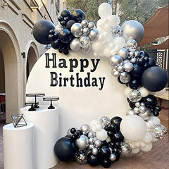 Black and Silver Balloon Garland Kit for Graduation and Party Decorations