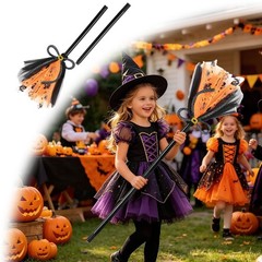 Halloween Little Witch Pumpkin Funny Purple Cosplay Party Detachable