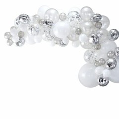 GINGER RAY SILVER AND WHITE BALLOON ARCH KIT WITH DUAL ACTION AIR PUMP