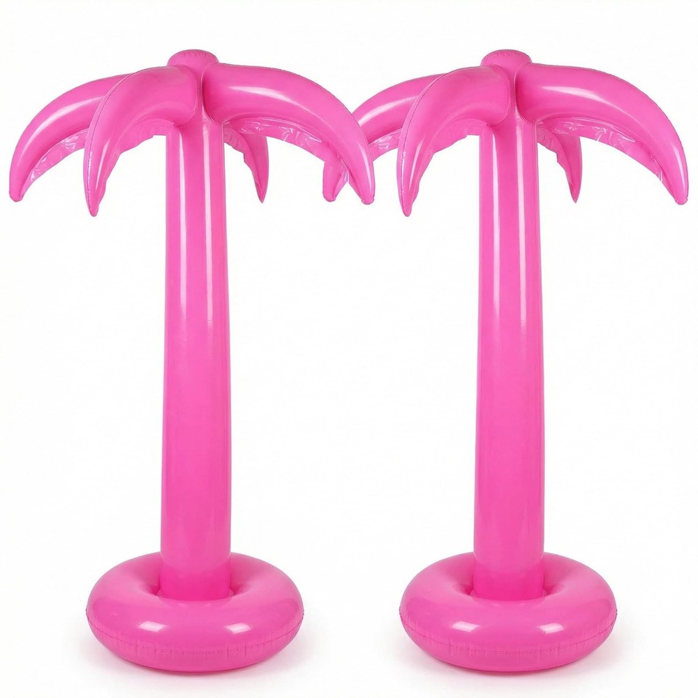 2 Pack Palm Tree Decoration, 67-Inch Hot Pink Inflatable Palm Trees Decor Haw…