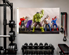 Funny Superhero Peeing Flag Hulk Spider-Man Thor Wolverine Man Cave Banner 3×5