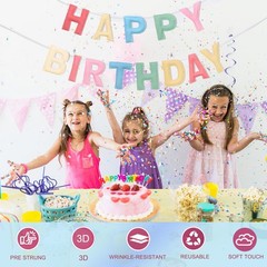 Felt Happy Birthday Banner, Pre-Strung 3D Birthday Rainbow Garland, Reusable …