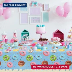 4 Pack Donut Party Tablecloth Sprinkle Donut Theme Party Decorations Blue Ice Cr