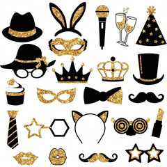 24 Pieces Party Photo Booth Props for Birthday Weddings Graduation Prom Party Su