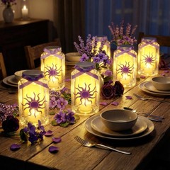 12 Sets Princess Sun Lantern with LED Candles for Centerpieces Purple Princes…