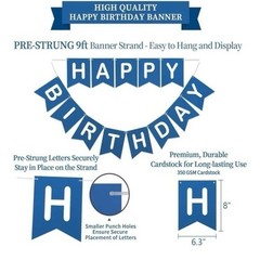 NEW 17-piece navy blue and white Happy Birthday party decorations.