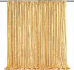 QueenDream Gold Sequin Backdrop Curtain Party Decorations: 10ft x 10ft Glitter B
